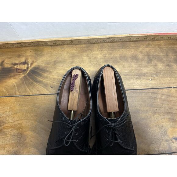 Allen Edmonds Black Nassau Ostendo Sharkskin Wingtip Derby Size 12B - Picture 4 of 10